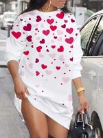 Katoen mengsels Casual hart voorjaar Lang mouw breien Jurk - thumbnail