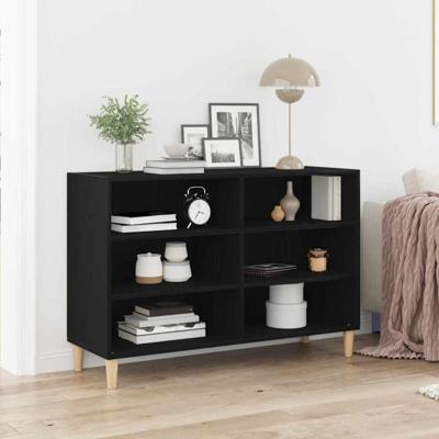 Dressoir Zwart eiken 103,5 x 35 x 70 cm Bewerkt hout