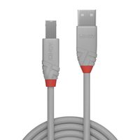 LINDY USB-kabel USB 2.0 USB-A stekker, USB-B stekker 1.00 m Grijs 36682 - thumbnail