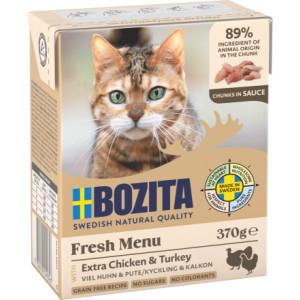 Bozita kip met kalkoen stukjes in saus natvoer kat 6 x 370 g
