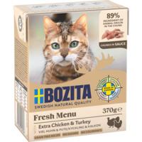 Bozita kip met kalkoen stukjes in saus natvoer kat 12 x 370 g