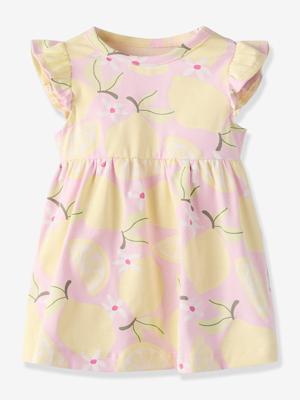 Jurk van jersey voor meisjes met print en mouwen met ruches NAME IT kwartsroze