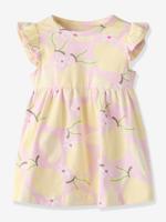 Jurk van jersey voor meisjes met print en mouwen met ruches NAME IT kwartsroze