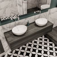 Mondiaz Lush Barco badmeubel eiken Dark brown 150 cm 1 lade mdf 2 waskommen beide zijden zonder kraangat