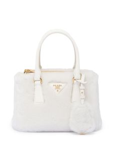 Prada mini sac Galleria en peau lainée - Blanc