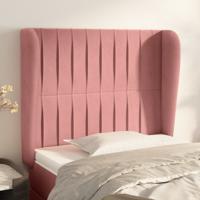 Hoofdbord met randen 93x23x118/128 cm fluweel roze