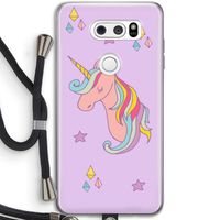 Roze eenhoorn: LG V30 Transparant Hoesje met koord