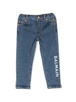 Balmain Kids jean droit à logo imprimé - Bleu - thumbnail