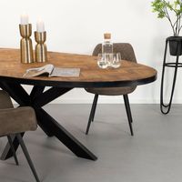 Sohome Ovale Eettafel Hawaii Visgraat Teak en staal - Hout - Ovaal - thumbnail