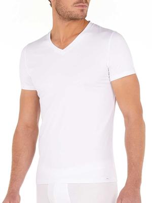 HOM - T-Shirt V-neck - Tencel Soft - wit, Maat:S