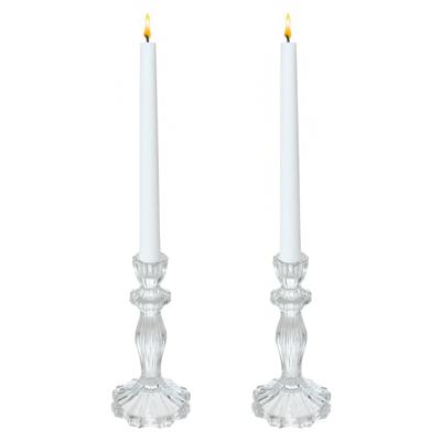 Decoration kaarsen kandelaar Decoglass - 2x - voor dinerkaarsen - glas - transparant - 10 x 20 cm