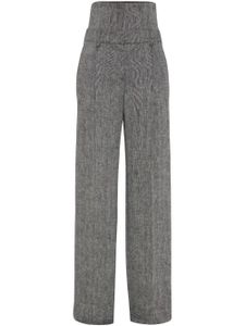 Brunello Cucinelli pantalon taille-haute à motif de chevrons - Noir