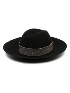 Borsalino fédora à détail de ruban - Noir