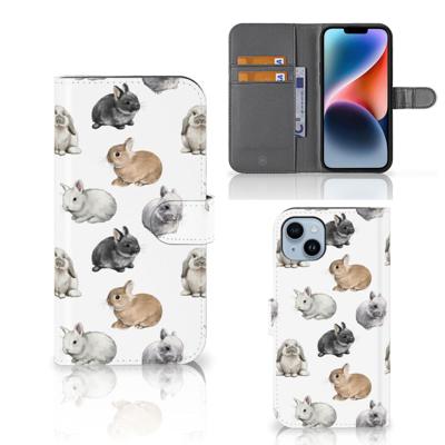 Telefoonhoesje | Met pasjeshouder | voor iPhone 15 Plus Konijntjes