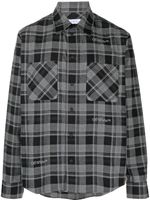 Off-White logo-embroidered checked cotton shirt - Gris