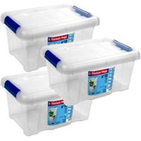 Hega Hogar Opbergbox - 3x - met deksel - 29 x 20 x 15 cm - 5 Liter - Opbergbakken - Transparant