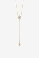 Just Franky ketting Universe Dubbele Diamant Ster geelgoud