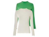 esmara 2 dames shirts (Groen/wit, S (36/38))