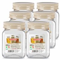 Voorraadpot/bewaarpot - 6x - 400 ml - kunststof - beige - B7 x H11 cm