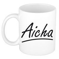 Naam cadeau mok / beker Aicha met sierlijke letters 300 ml - thumbnail