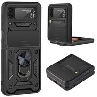 Lunso - Samsung Galaxy Z Flip4 - Armor Guard telefoonhoes met ringhouder - Zwart Lunso - Samsung Galaxy Z Flip4 - Armor Guard telefoonhoes met ringhouder - Zwart