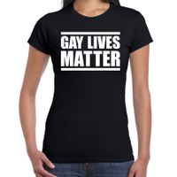 Gay lives matter anti homo / lesbo discriminatie t-shirt zwart voor dames - thumbnail