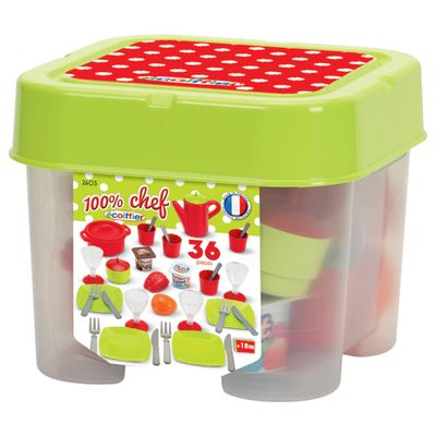 Ecoiffier 100% chef servies in opbergbox 36dlg