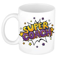 Super coach cadeau mok / beker wit met sterren 300 ml