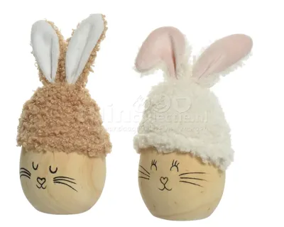 Paasdecoratie Ei met Konijnenoren 13cm Assorti 1st Paasdecoratie Ei met Konijnenoren 13cm Assorti 1st