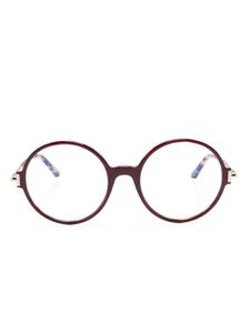 TOM FORD Eyewear lunettes de vue rondes FT5914B à logo gravé - Marron