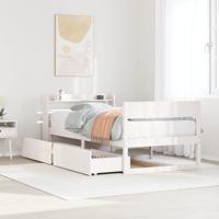 Bedframe zonder matras massief grenenhout wit 90x200 cm
