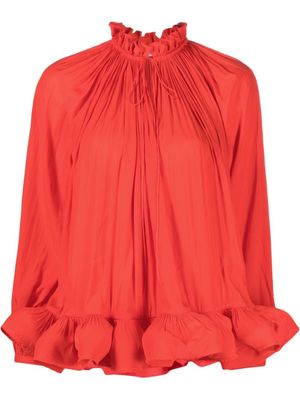 Lanvin blouse froncée à volants - Rouge