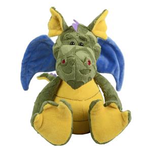 Pluche Draak knuffel - blauwe vleugels - 34 cm - draken knuffeldier