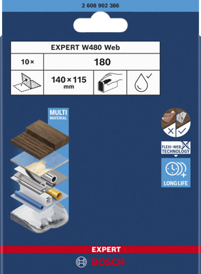 Bosch Accessoires EXPERT Schuurvel Web W480 115 x 140 mm, G180, 10x - 2608902386