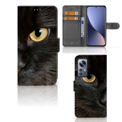 Xiaomi 12 | 12X | Telefoonhoesje | Met pasjeshouder | Zwarte Kat