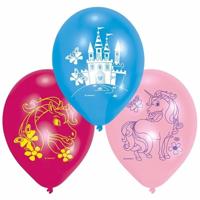 Ballonnen Eenhoorn - 12x stuks - 23 cm - multicolor - thema unicorn
