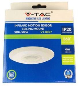 V-TAC VT-8027 Passieve infraroodsensor (PIR) Bedraad Plafond Wit