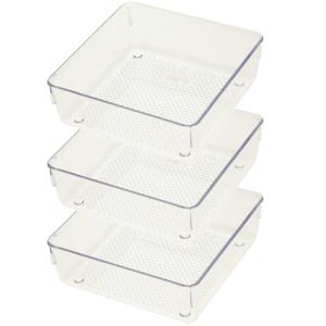 Lade organizer Skuff - 3x - transparant - kunststof - 15 x 15 x 5 cm - modulair - ladeverdeler