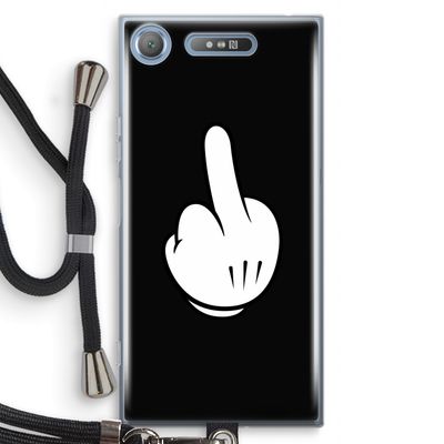 Middle finger black: Sony Xperia XZ1 Transparant Hoesje met koord