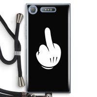 Middle finger black: Sony Xperia XZ1 Transparant Hoesje met koord