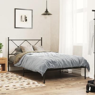 Bedframe met hoofdbord metaal zwart 100x190 cm
