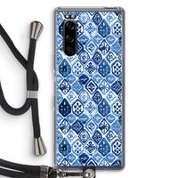 Blauw motief: Sony Xperia 5 Transparant Hoesje met koord