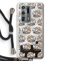 Slapende poes: Huawei P40 Pro Plus Transparant Hoesje met koord
