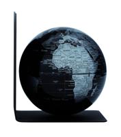 Boekensteun troika met magn globe 13cm zw-zilver