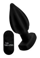 Ribbed Vibrating Anal Plug with Remote Control - Black