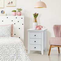 Set van 2 Nachtkastjes met 3 Laden Modern Nachtkastje voor Woonkamer Slaapkamer Klein Wit Bijzettafeltje Set van 2 Nachtkastjes met 3 Laden Modern Nachtkastje voor Woonkamer Slaapkamer Klein Wit Bijzettafeltje