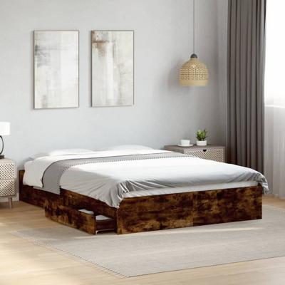 Bedframe met lades bewerkt hout gerookt eikenkleurig 135x190 cm
