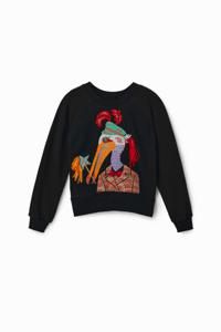 Sweatshirt met geborduurde pelikaan - BLACK - S