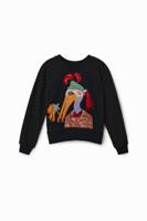 Sweatshirt met geborduurde pelikaan - BLACK - S - thumbnail