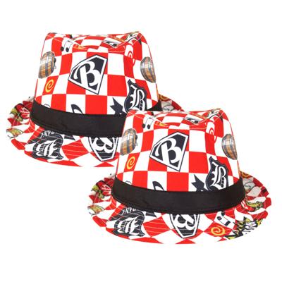 Carnaval hoedje Kojak - 5x - rood/wit geblokt - Brabant thema - Carnaval/themafeestjes